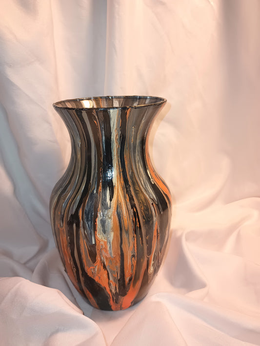 Acrylic pour vase orange