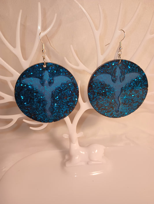 Blue dragon disk earrings 
