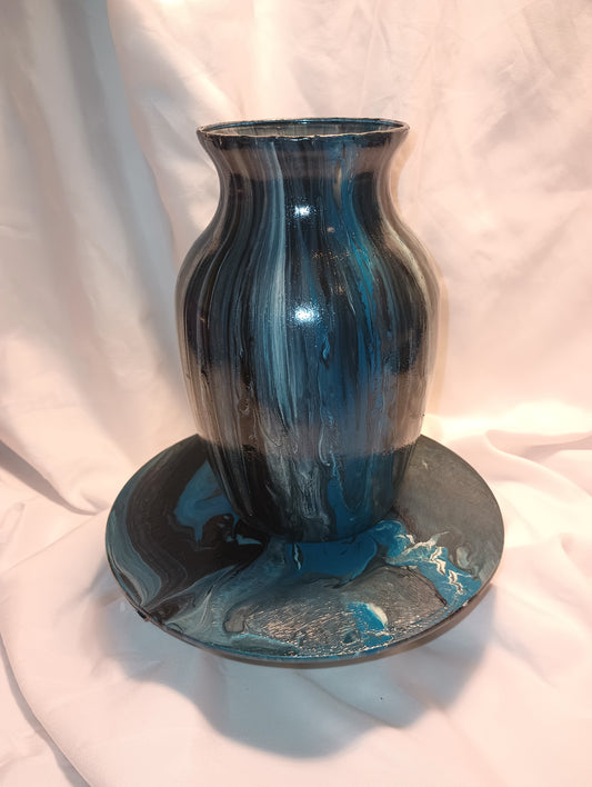 Deep Waters Fluid Art Vase