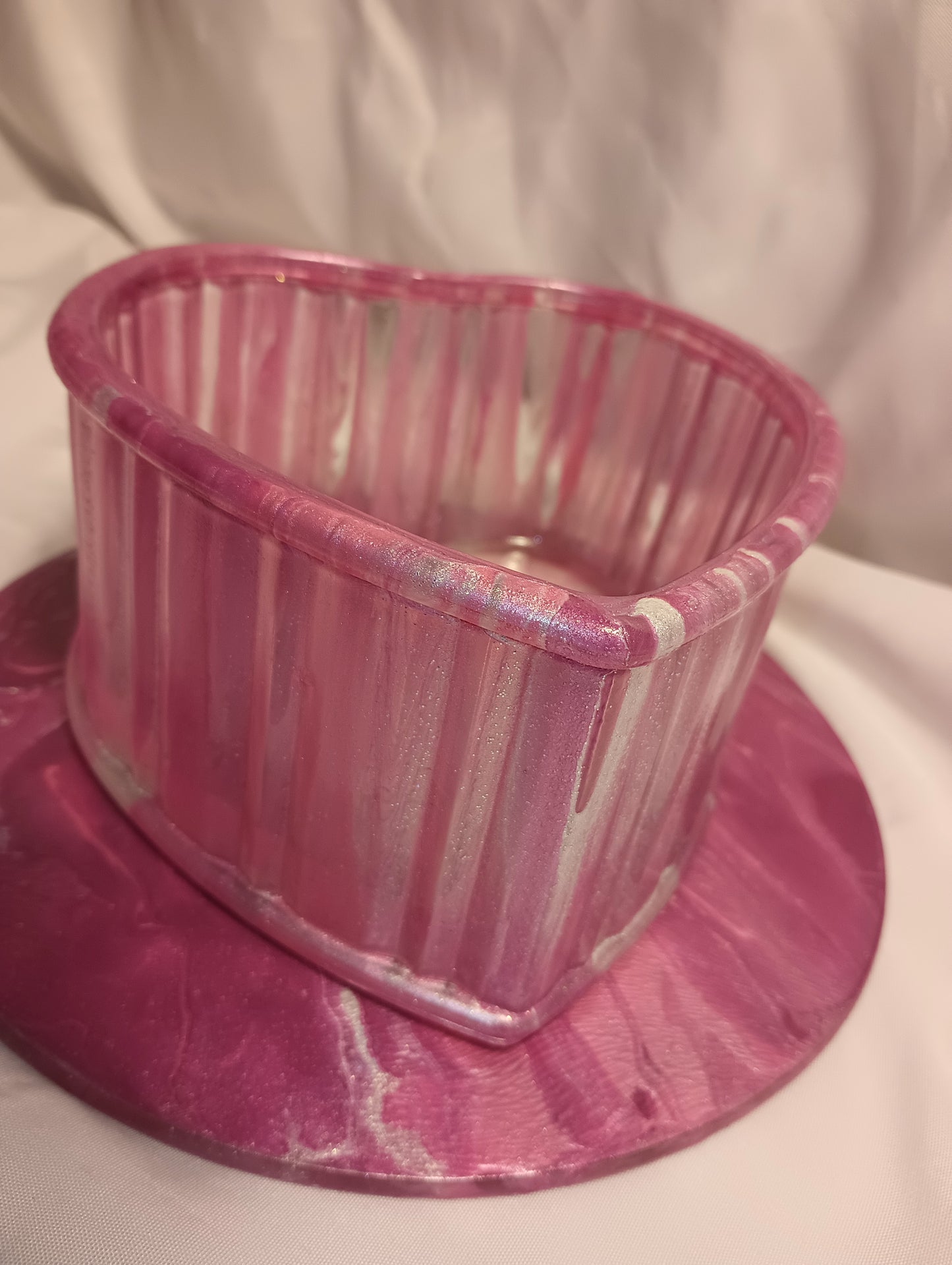 Pink Valentine Fluid Art Bowl & Accessory