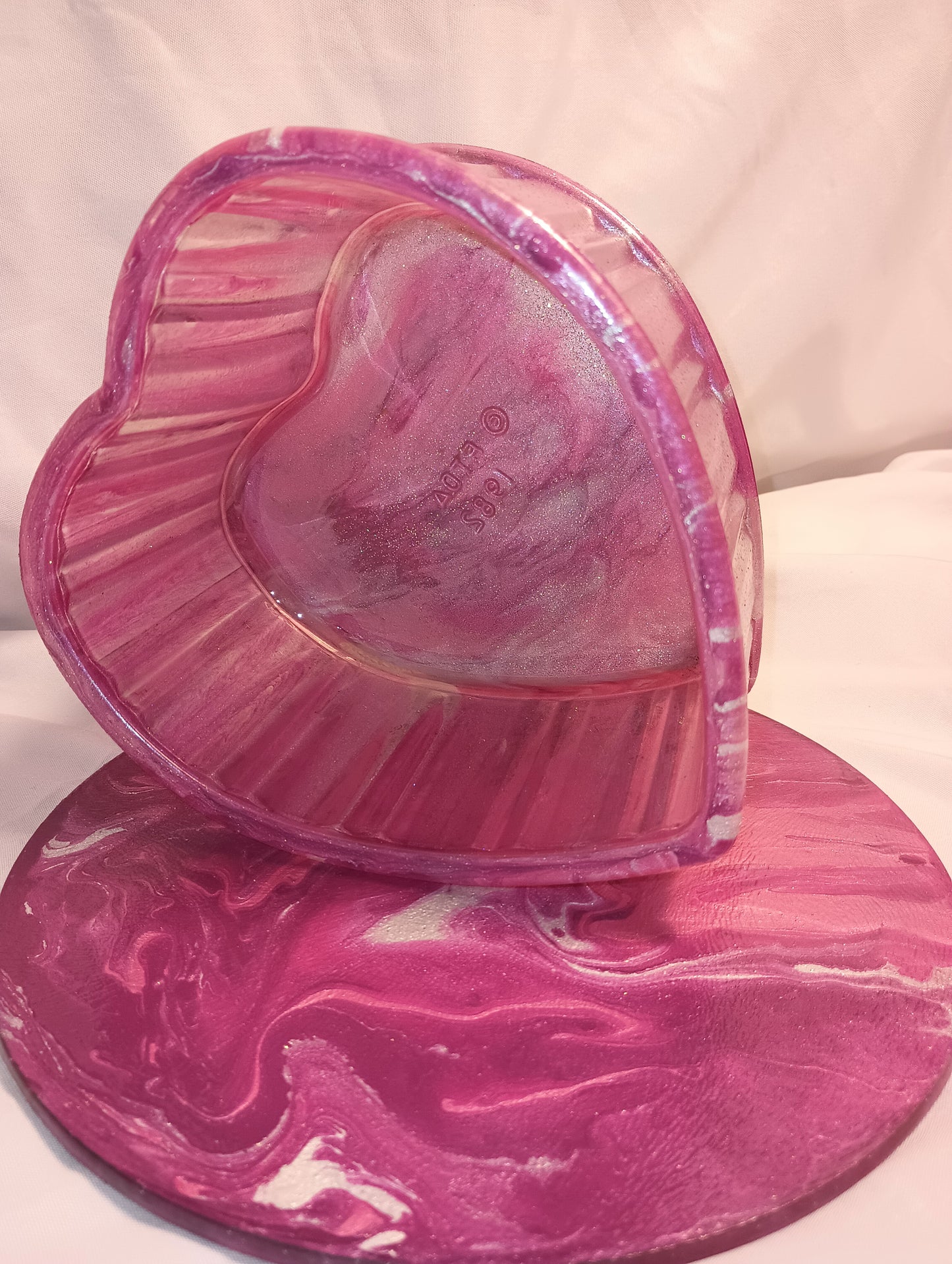 Pink Valentine Fluid Art Bowl & Accessory