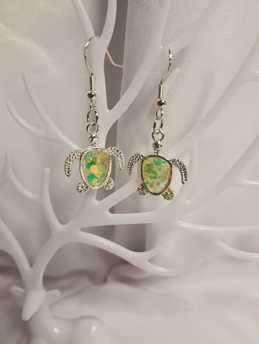 Turtle Confetti Resin shell earrings